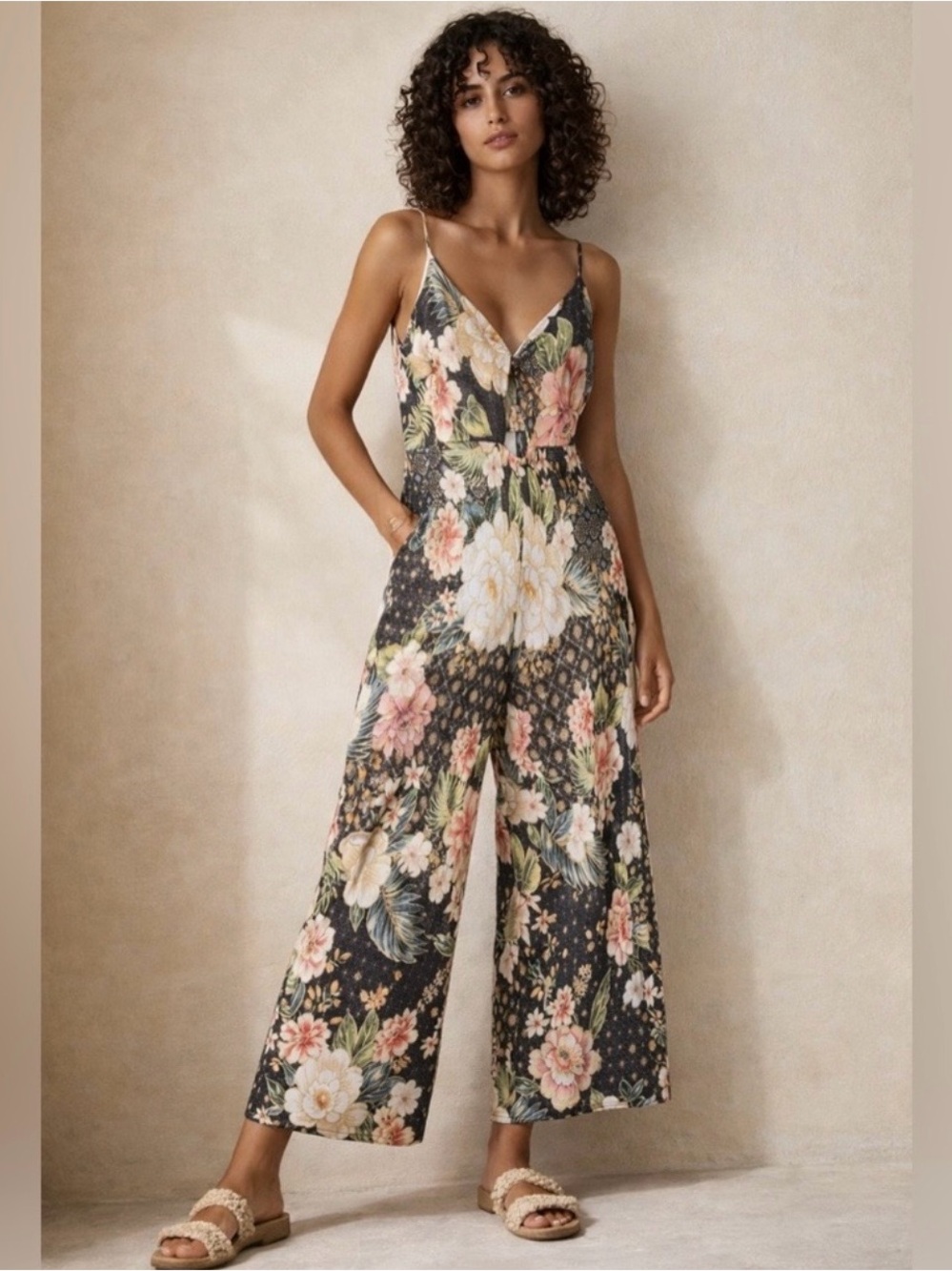 Farm Rio gold glitter jumpsuit sz P